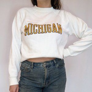 VINTAGE | University of Michigan Crewneck Sweatshirt White S